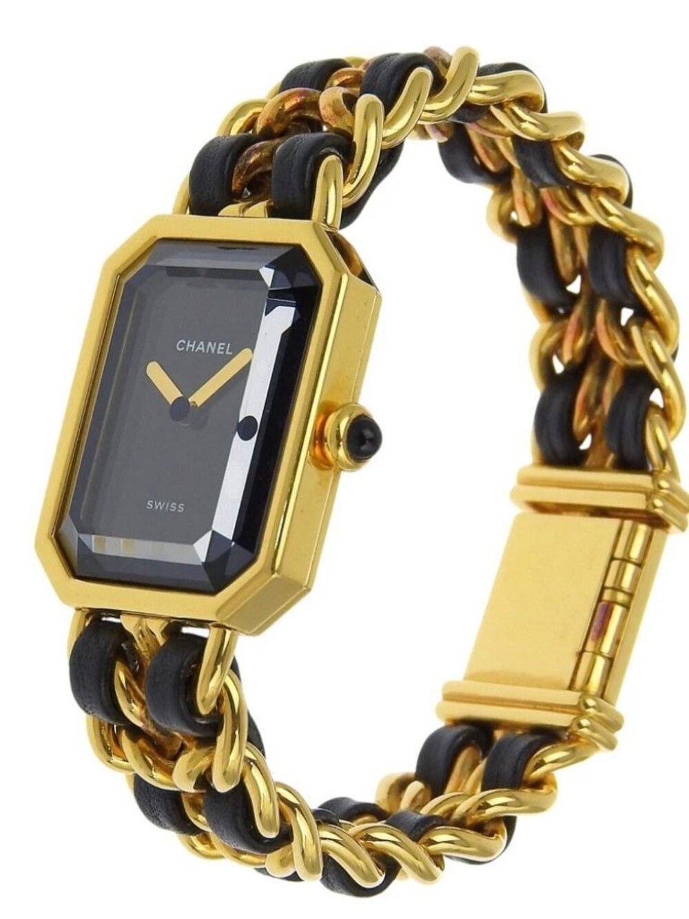 CHANEL Premiere S Watches H0001 blackDial Plated Gold/leather Quartz Analo...